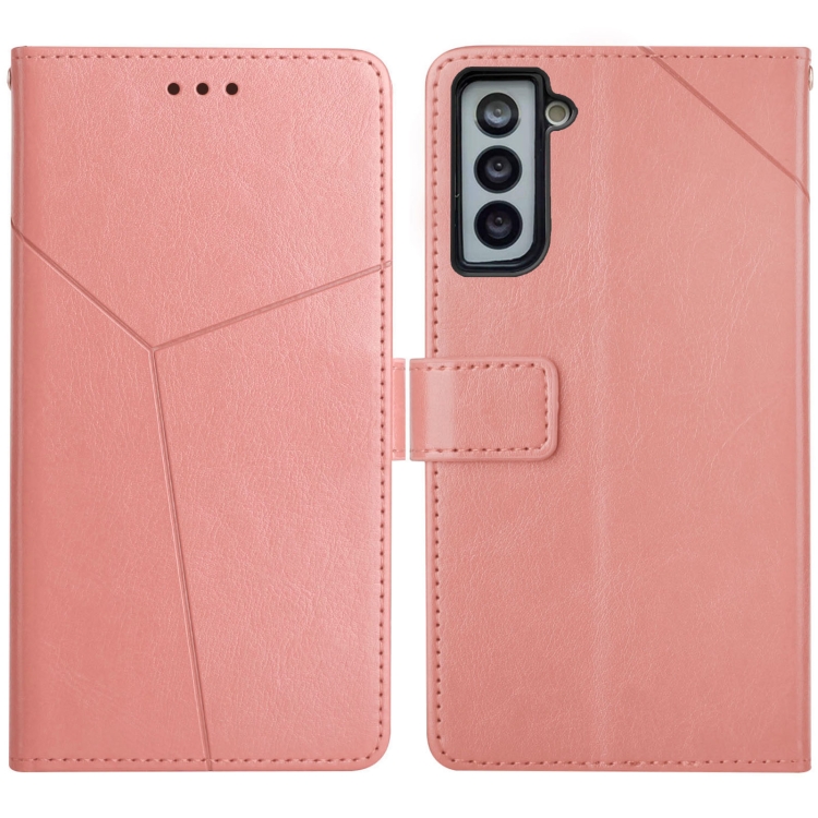 

For Samsung Galaxy S21 FE 5G Y Stitching Horizontal Flip Leather Case with Holder & Card Slots & Wallet & Photo Frame(Rose Gold)