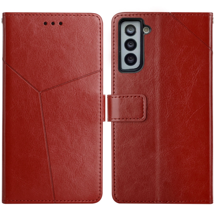 

For Samsung Galaxy S21+ 5G Y Stitching Horizontal Flip Leather Case with Holder & Card Slots & Wallet & Photo Frame(Brown)