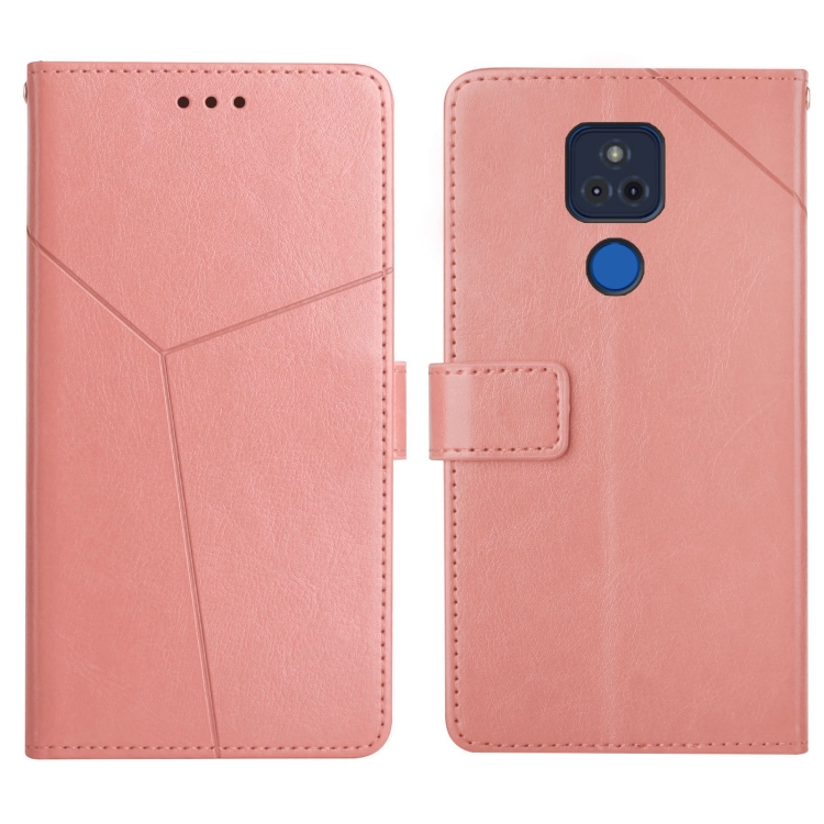 

For Motorola Moto G Play 2021 Y Stitching Horizontal Flip Leather Phone Case with Holder & Card Slots & Wallet & Photo Frame(Rose Gold)