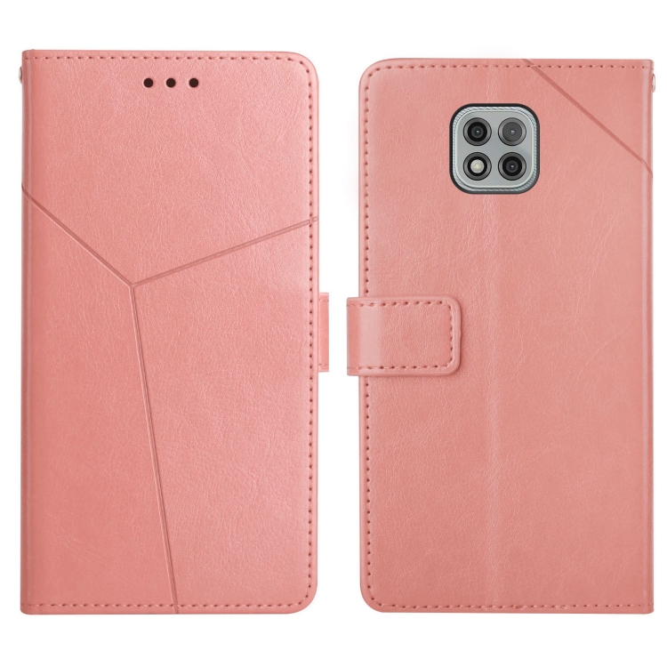 

For Motorola Moto G Power 2021 Y Stitching Horizontal Flip Leather Phone Case with Holder & Card Slots & Wallet & Photo Frame(Rose Gold)