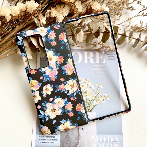 

For Huawei Mate X2 Small Floral Shockproof PC + Water Paste Folding Phone Protective Case(Black Orchid)