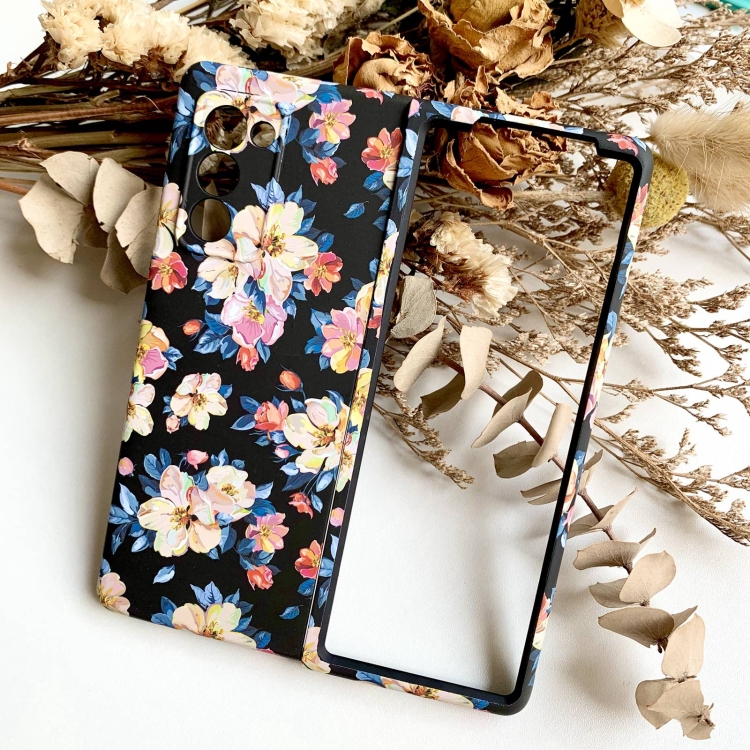 

For Samsung Galaxy Z Fold2 5G Small Floral Shockproof PC + Water Paste Folding Phone Protective Case(Black Orchid)