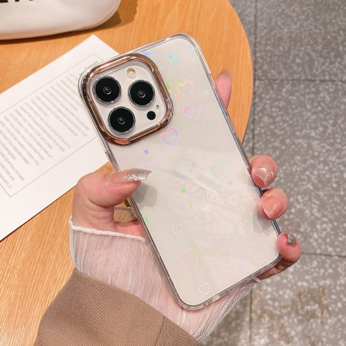 

Colorful Laser Electroplating Shockproof Phone Case For iPhone 12 / 12 Pro(Heart)