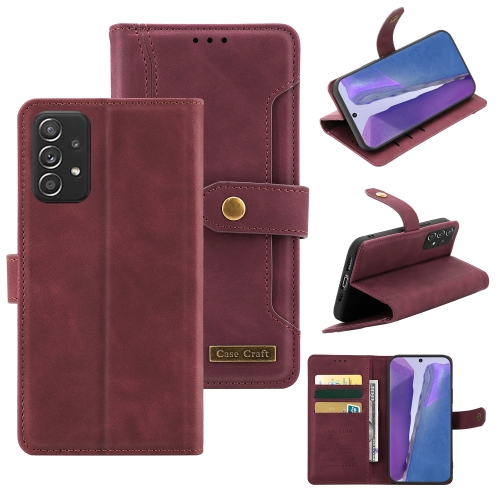 

For Samsung Galaxy A72 5G / 4G Copper Buckle Horizontal Flip Leather Phone Case with Holder & Card Slots & Wallet(Maroon)