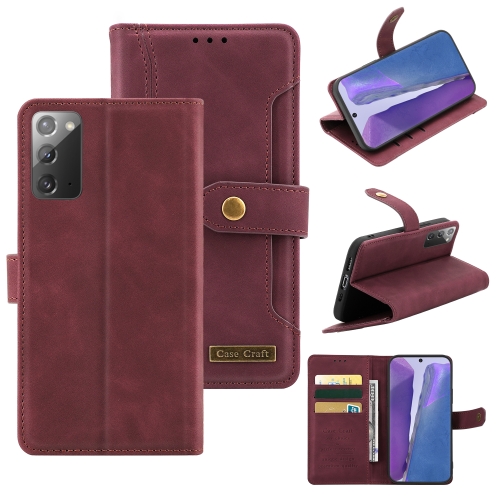 

For Samsung Galaxy Note20 Copper Buckle Horizontal Flip Leather Phone Case with Holder & Card Slots & Wallet(Maroon)