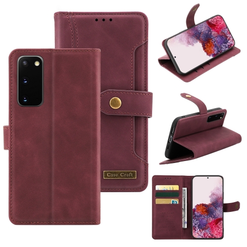 

For Samsung Galaxy S20 Copper Buckle Horizontal Flip Leather Phone Case with Holder & Card Slots & Wallet(Maroon)