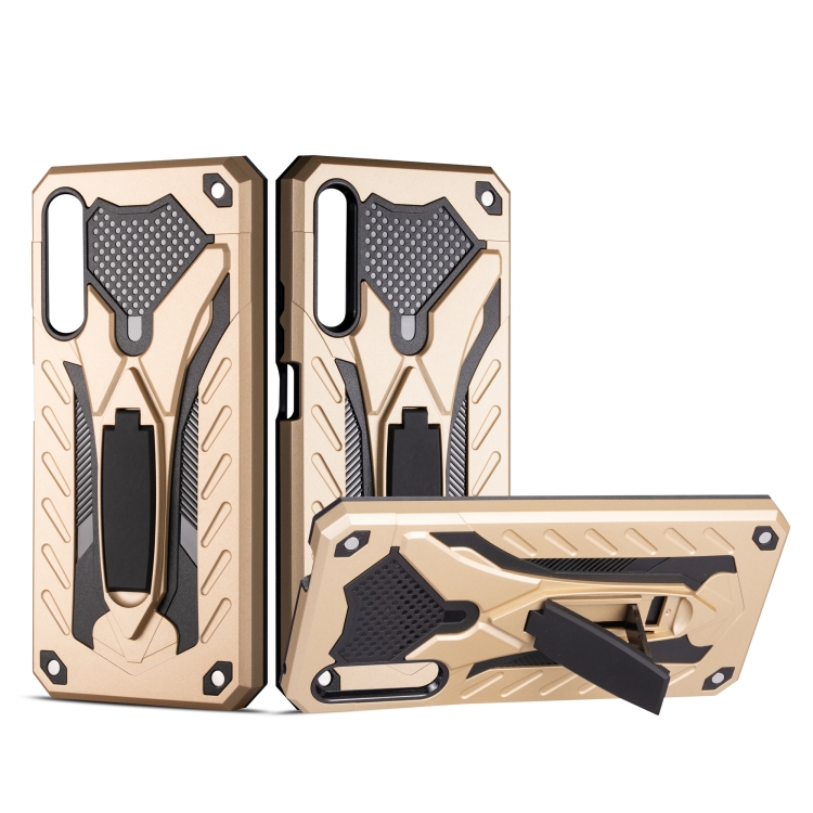 

For Huawei Honor 9X Shockproof TPU + PC Protective Case with Holder(Gold)