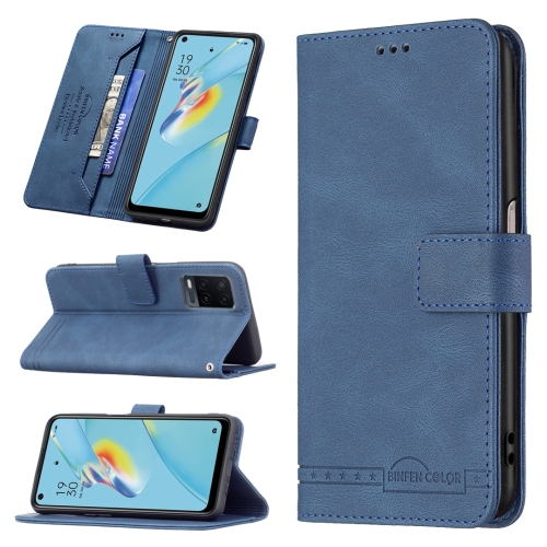 

For OPPO A54 4G Magnetic Clasp RFID Blocking Anti-Theft Leather Case with Holder & Card Slots & Wallet(Blue)