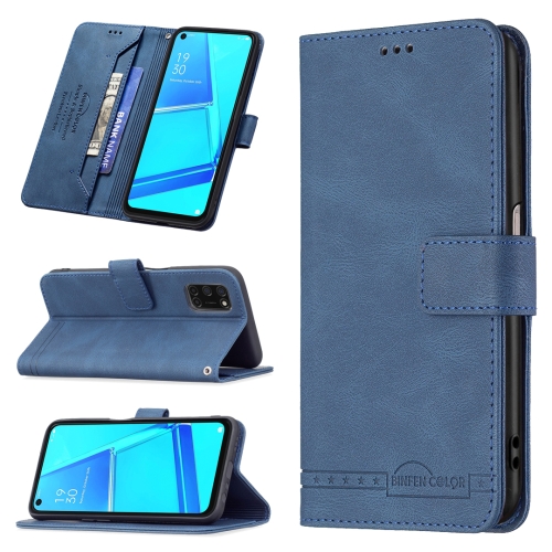 

For OPPO A72 / A52 / A92 Magnetic Clasp RFID Blocking Anti-Theft Leather Case with Holder & Card Slots & Wallet(Blue)