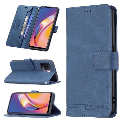 

For OPPO A94 4G / Reno5 F / F19 Pro Magnetic Clasp RFID Blocking Anti-Theft Leather Case with Holder & Card Slots & Wallet(Blue)