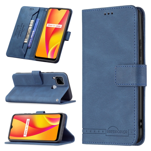 

For OPPO Realme C12 / C15 / C25 Magnetic Clasp RFID Blocking Anti-Theft Leather Case with Holder & Card Slots & Wallet(Blue)