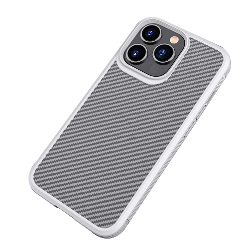 

mocolo K01 Carbon Fiber TPU + PC Shockproof Phone Case For iPhone 13 Pro(White)