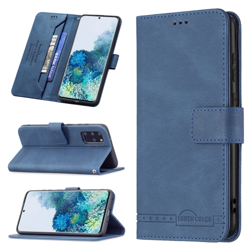 

For Samsung Galaxy S20+ Magnetic Clasp RFID Blocking Anti-Theft Leather Case with Holder & Card Slots & Wallet(Blue)