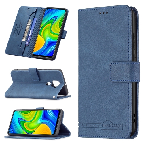 

For Xiaomi Redmi Note 9 / 10X 4G Magnetic Clasp RFID Blocking Anti-Theft Leather Case with Holder & Card Slots & Wallet(Blue)