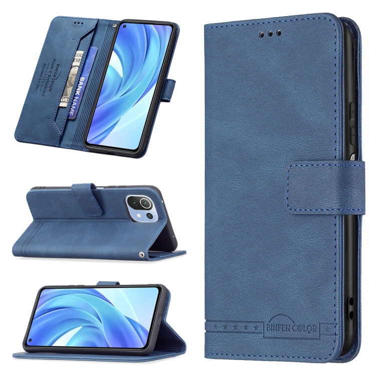 

For Xiaomi Mi 11 Lite Magnetic Clasp RFID Blocking Anti-Theft Leather Case with Holder & Card Slots & Wallet(Blue)