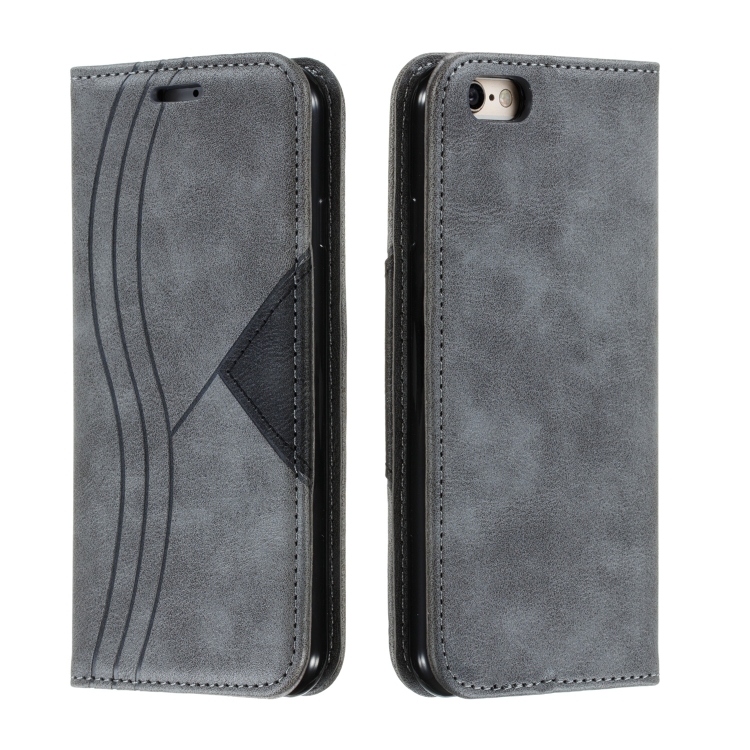 

For iPhone 6 Splicing Color Magnetic Hem Horizontal Flip Leather Case with Holder & Card Slots(Grey)