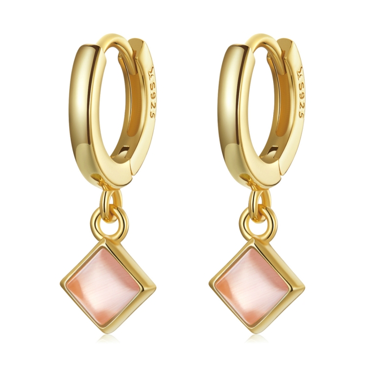 

S925 Sterling Silver Square Zircon Women Earrings(Pink)