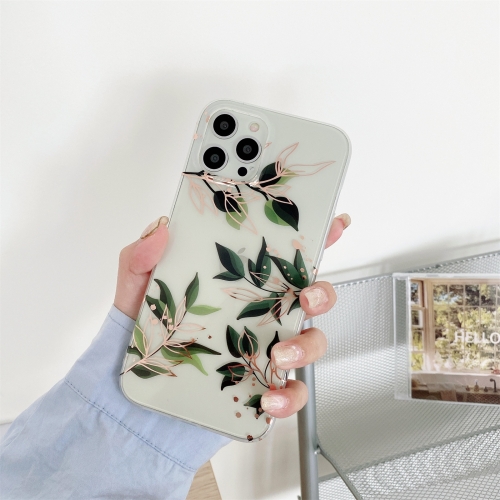 

Plating Transparent Double-sided Film IMD TPU Phone Case For iPhone 11 Pro Max(Wedding Bouquet Leaves DX-57)