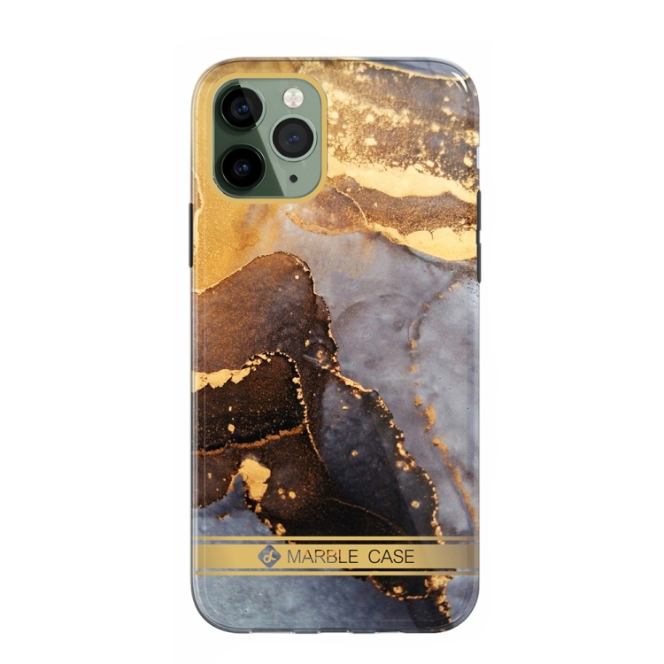 

Dual-side Laminating IMD Plating Golden Circle Marble Pattern TPU Phone Case For iPhone 11 Pro(Black Gilt DX-62)