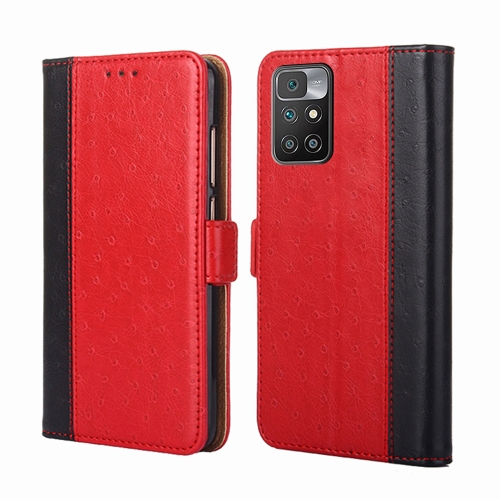 

For Xiaomi Redmi 10 Ostrich Texture Horizontal Flip Leather Phone Case with Holder & Card Slots & Wallet(Red)