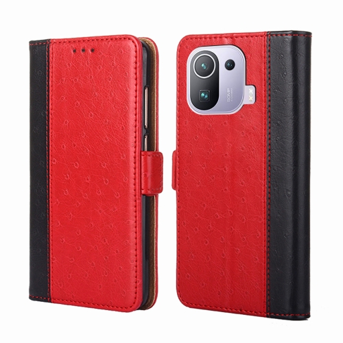 

For Xiaomi Mi 11 Pro Ostrich Texture Horizontal Flip Leather Phone Case with Holder & Card Slots & Wallet(Red)