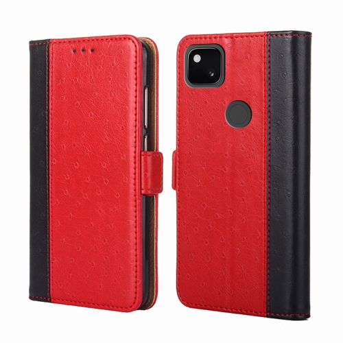 

For Google Pixel 4a Ostrich Texture Horizontal Flip Leather Phone Case with Holder & Card Slots & Wallet(Red)