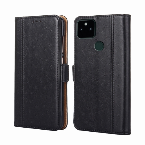 

For Google Pixel 5a 5G Ostrich Texture Horizontal Flip Leather Phone Case with Holder & Card Slots & Wallet(Black)