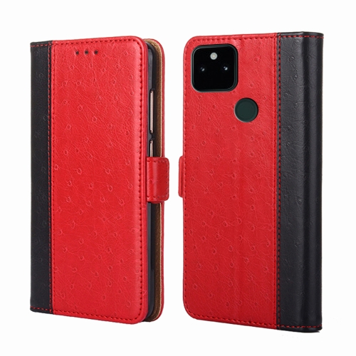 

For Google Pixel 5a 5G Ostrich Texture Horizontal Flip Leather Phone Case with Holder & Card Slots & Wallet(Red)