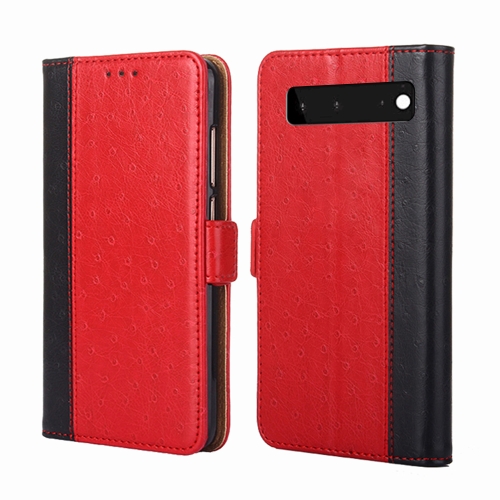 

For Google Pixel 6 Ostrich Texture Horizontal Flip Leather Phone Case with Holder & Card Slots & Wallet(Red)