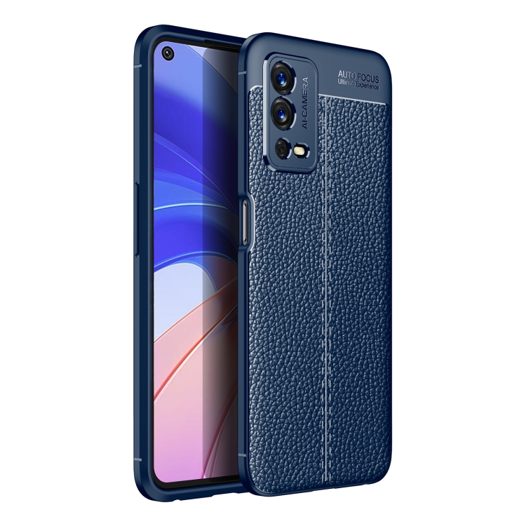 

For OPPO A55 4G Litchi Texture TPU Shockproof Phone Case(Blue)