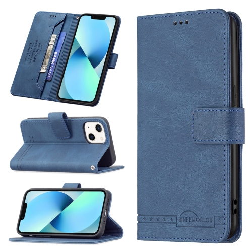 

Magnetic Clasp RFID Blocking Anti-Theft Leather Case with Holder & Card Slots & Wallet For iPhone 13 mini(Blue)