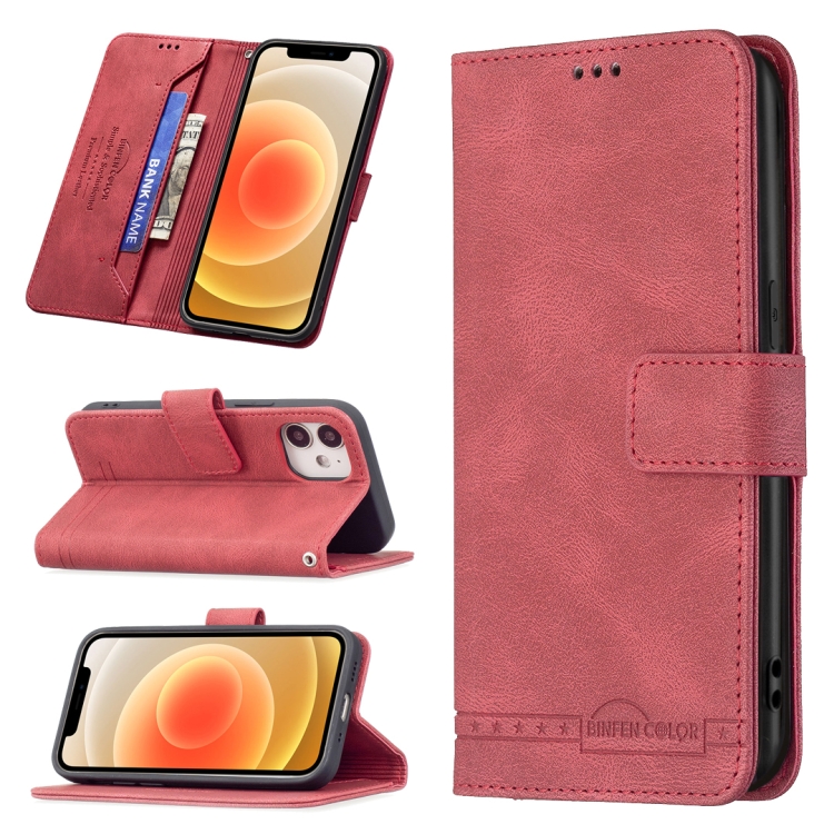 

Magnetic Clasp RFID Blocking Anti-Theft Leather Case with Holder & Card Slots & Wallet For iPhone 12 mini(Red)