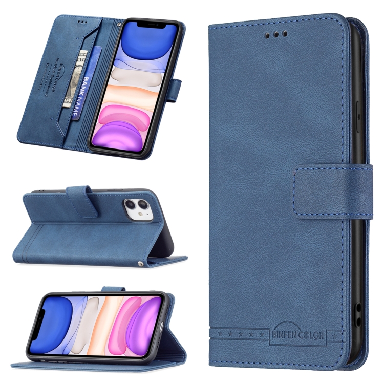 

Magnetic Clasp RFID Blocking Anti-Theft Leather Case with Holder & Card Slots & Wallet For iPhone 11(Blue)