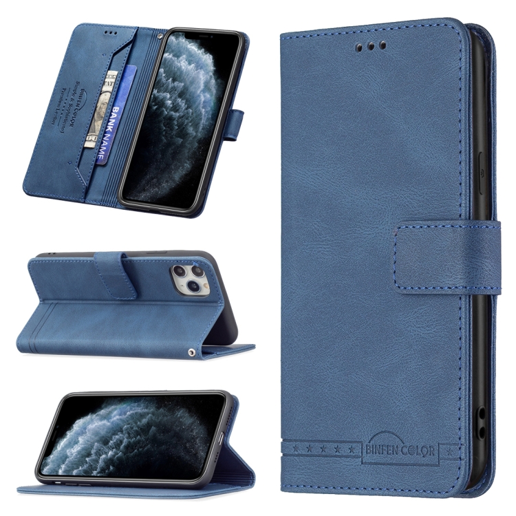 

Magnetic Clasp RFID Blocking Anti-Theft Leather Case with Holder & Card Slots & Wallet For iPhone 11 Pro Max(Blue)