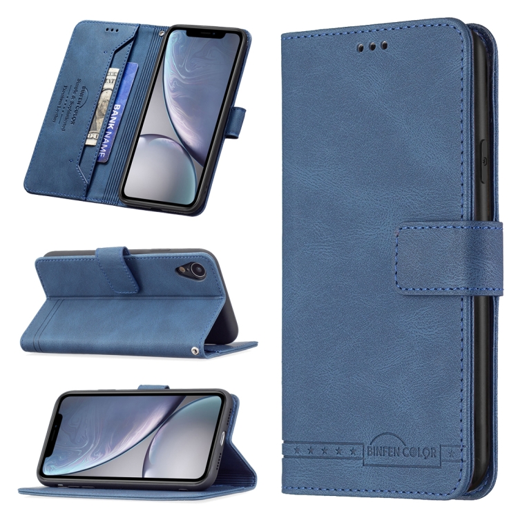 

Magnetic Clasp RFID Blocking Anti-Theft Leather Case with Holder & Card Slots & Wallet For iPhone XR(Blue)