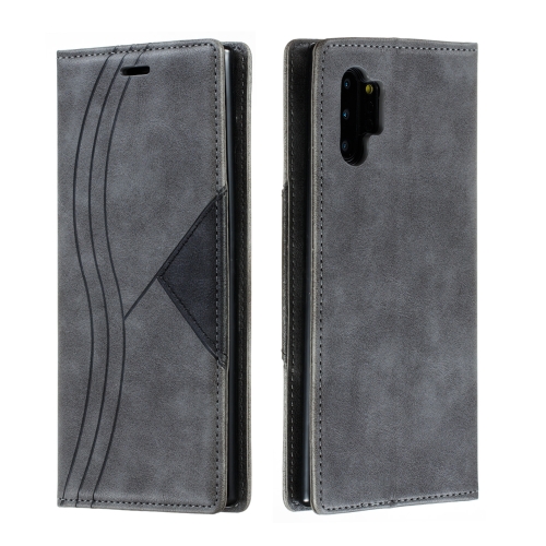 

For Galaxy Note 10 Pro Splicing Color Magnetic Hem Horizontal Flip Leather Case with Holder & Card Slots(Grey)