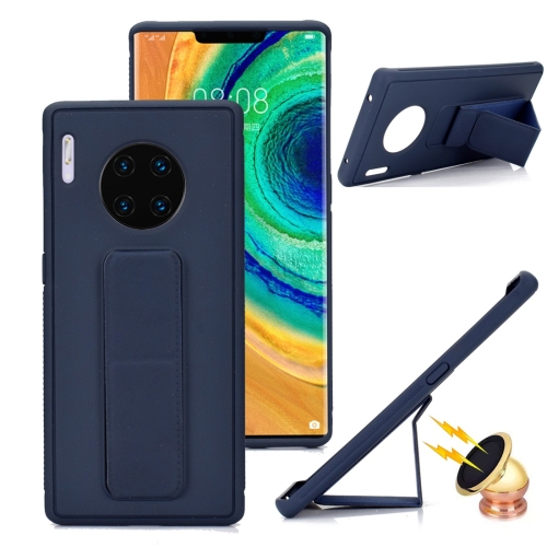 

For Huawei Mate 30 Pro Shockproof PC + TPU Protective Case with Wristband & Holder(Navy Blue)