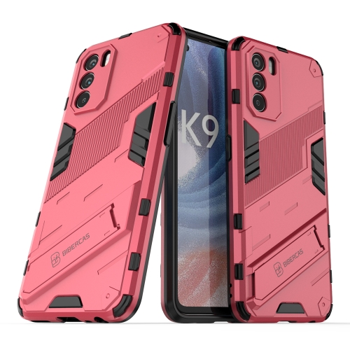 

For OPPO K9 Pro Punk Armor 2 in 1 PC + TPU Shockproof Phone Case with Invisible Holder(Light Red)