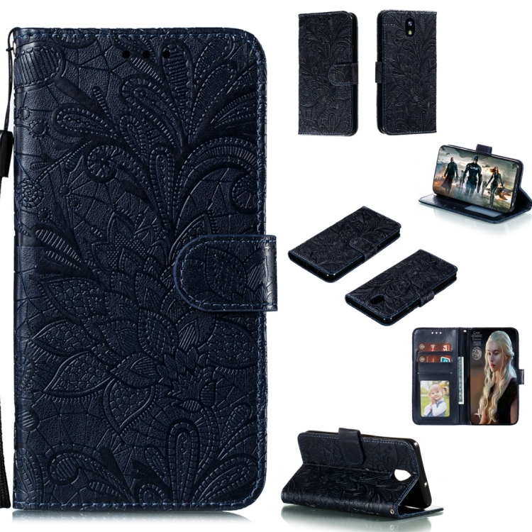 

For LG K30 Lace Flower Horizontal Flip Leather Case with Holder & Card Slots & Wallet & Photo Frame(Black)