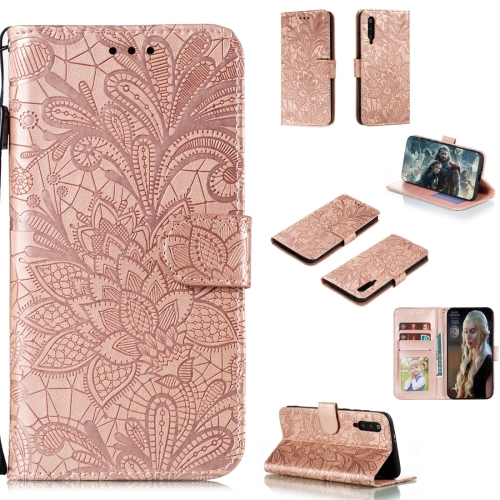 

For Xiaomi Mi 9 Pro Lace Flower Horizontal Flip Leather Case with Holder & Card Slots & Wallet & Photo Frame(Rose Gold)