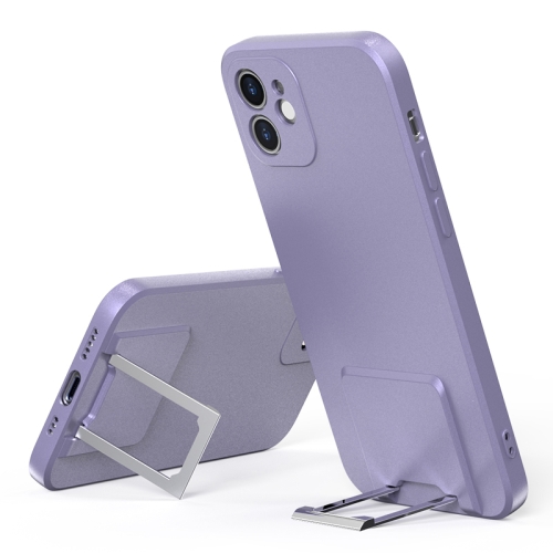 

Skin Feel Frosted TPU Shockproof Phone Case with Telescopic Holder For iPhone 11(Purple)