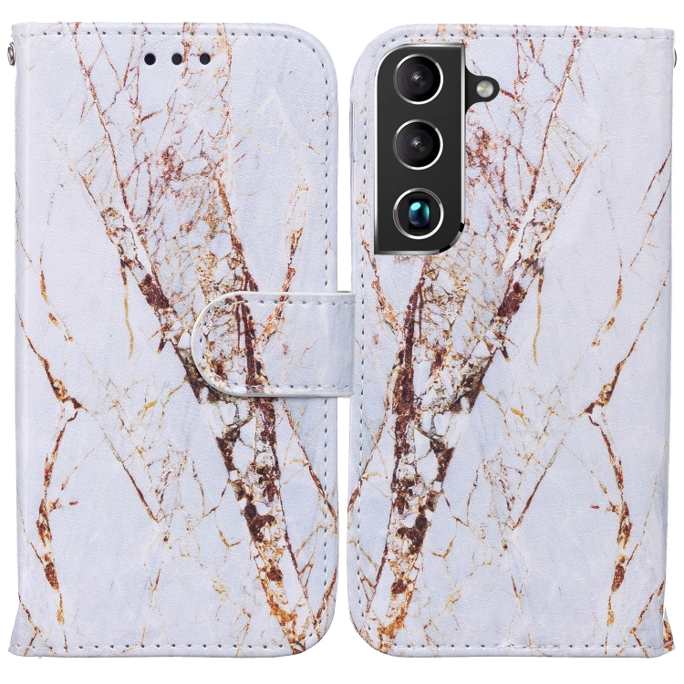 

For Samsung Galaxy S22+ 5G Horizontal Flip Phone Leather Case with Holder & Card Slots & Photo Frame & Wallet(White Gravel)