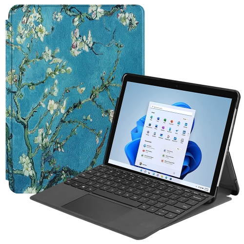 

For Microsoft Surface Pro 8 Painted Electric Pressed Horizontal Flip Tablet Leather Case with Holder(Apricot Blossom)