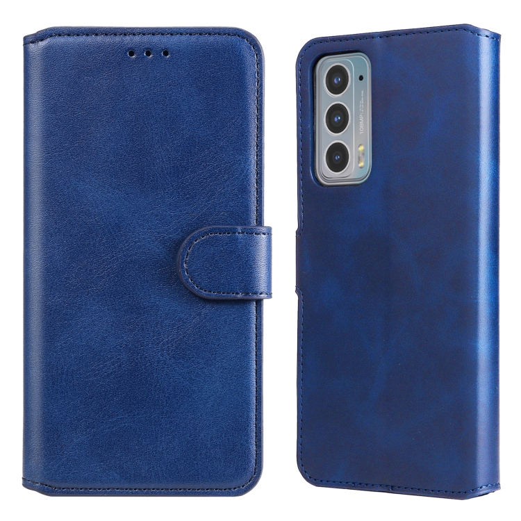 

For Motorola Moto Edge 20 Classic Calf Texture Horizontal Flip Phone Leather Case(Blue)
