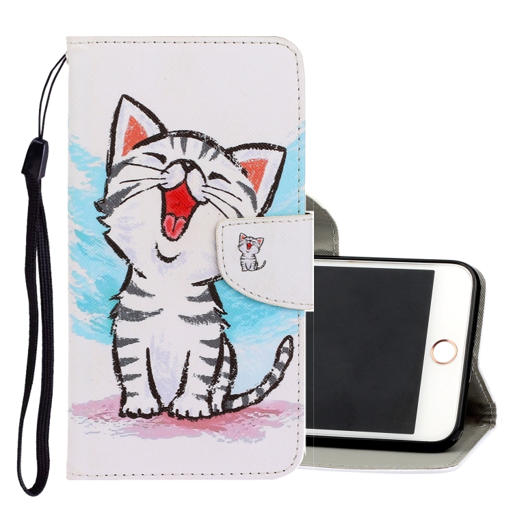 

For iPhone 6 / 6s 3D Colored Drawing Horizontal Flip PU Leather Case with Holder & Card Slots & Wallet(Red Mouth Cat)