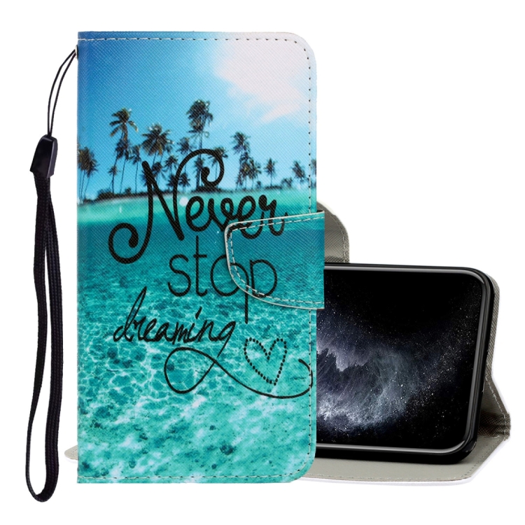 

For iPhone 11 Pro 3D Colored Drawing Horizontal Flip PU Leather Case with Holder & Card Slots & Wallet(Blue Coconut Grove)