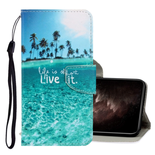 

For iPhone 11 Pro Max 3D Colored Drawing Horizontal Flip PU Leather Case with Holder & Card Slots & Wallet(Coconut Tree)