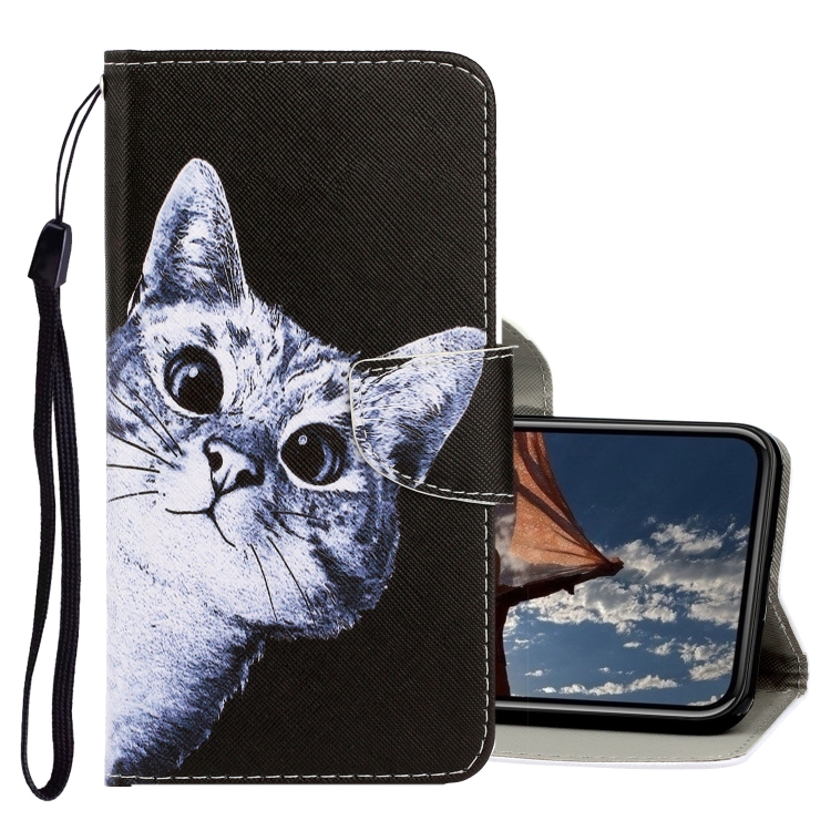 

For iPhone X / XS 3D Colored Drawing Horizontal Flip PU Leather Case with Holder & Card Slots & Wallet(Curious Cat)