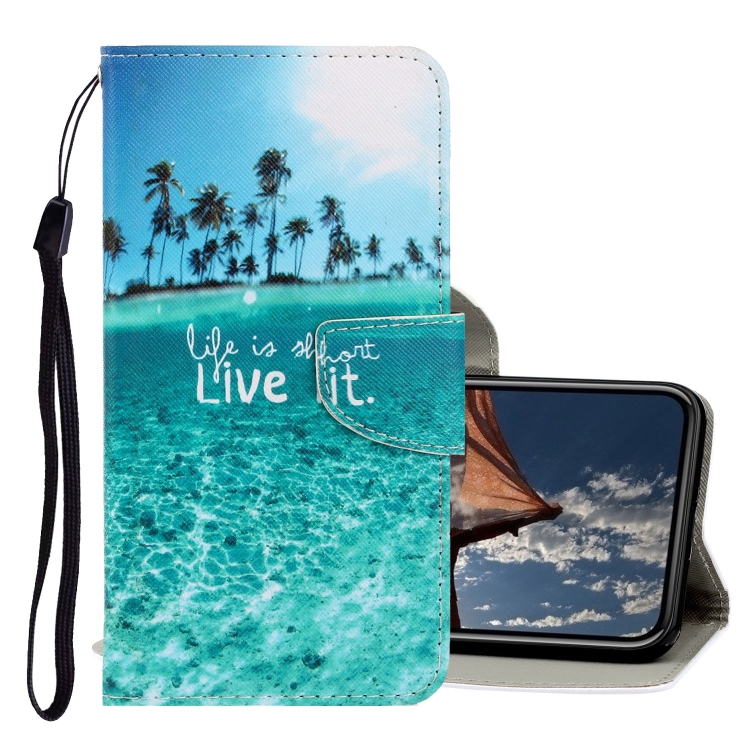 

For iPhone X / XS 3D Colored Drawing Horizontal Flip PU Leather Case with Holder & Card Slots & Wallet(Coconut Tree)