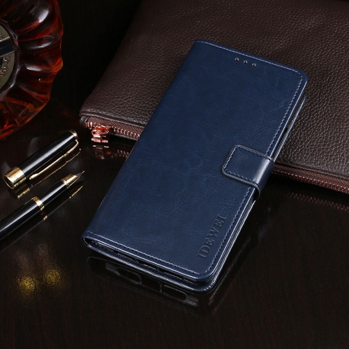 For Nokia G50 idewei Crazy Horse Texture Leather Phone Case with Holder & Card Slots & Wallet(Dark Blue)